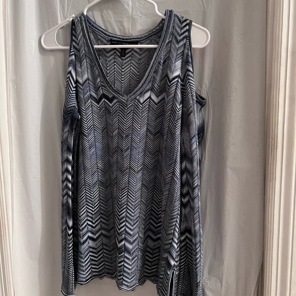 White House black market blue cold shoulder blouse size xs